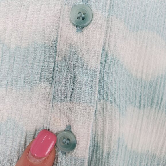 Lane Bryant Button Front Blouse Plus 26/28 Blue‎ White Boho Tie Dye Lightweight - Picture 15 of 15